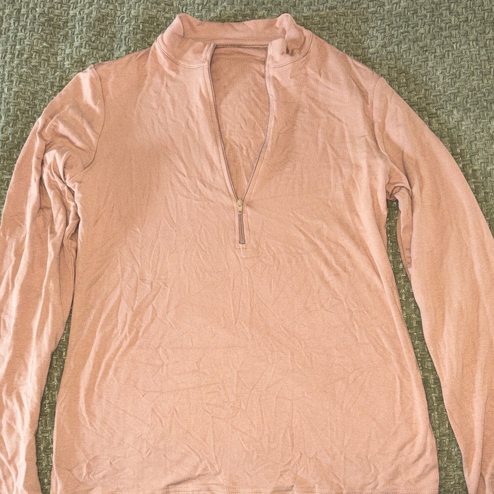 Tan Long Sleeve Zip-Up Top